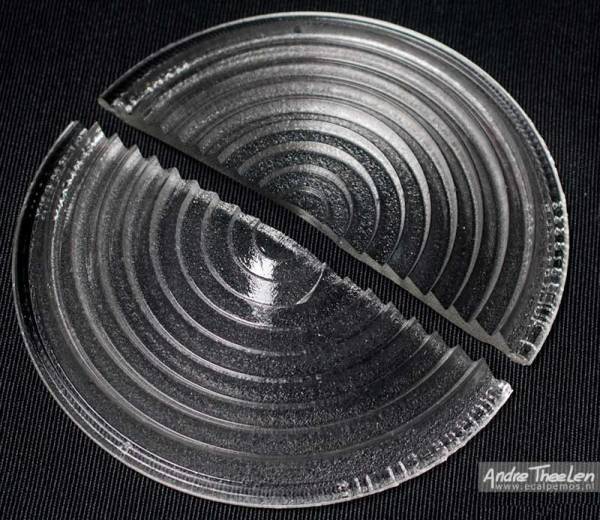 Figure D. Actual Fresnel lens, bisected to display pattern.