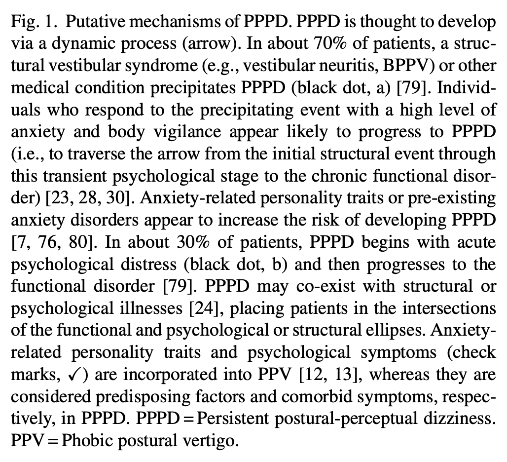 Legend: Putative mechanisms of persistent postural perceptual dizziness, from Staab et al. (2017).