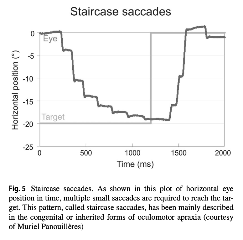 Figure: Staircase saccades.  From Tilikete (2012).
